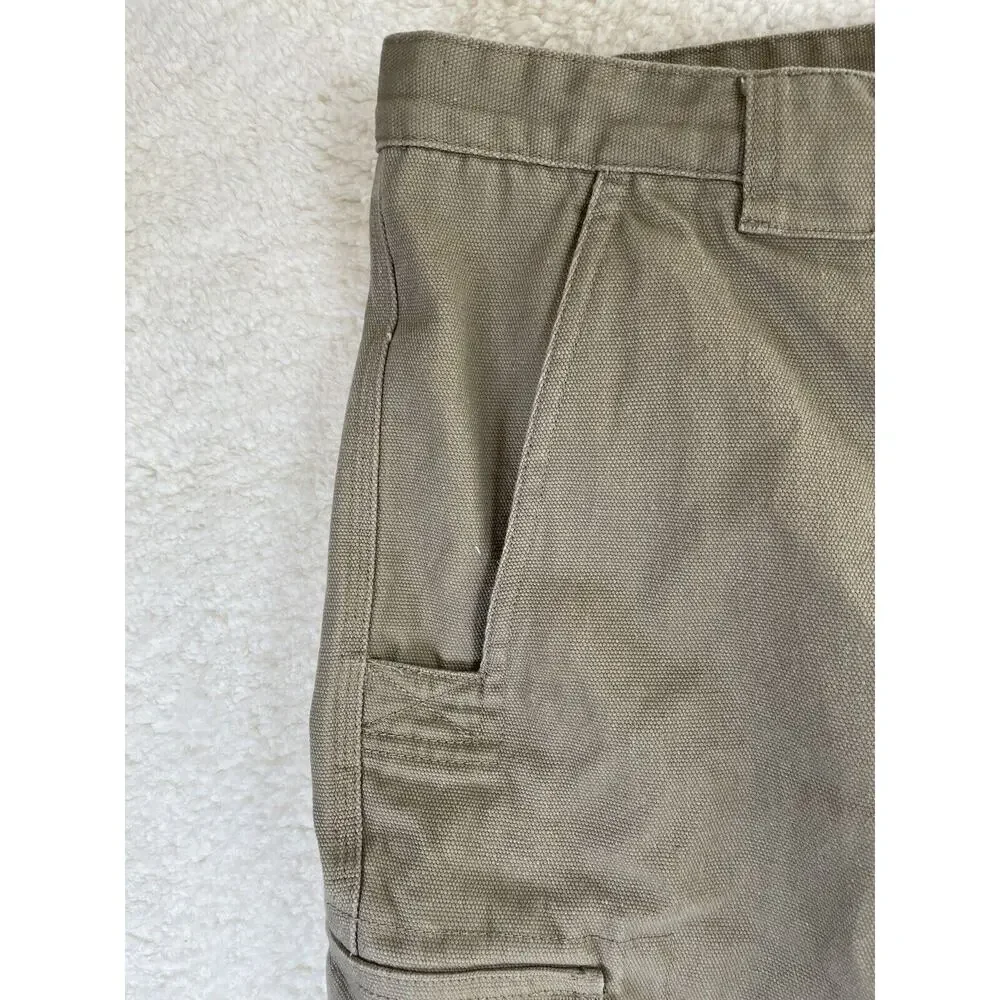 Duluth Trading Cargo Shorts Mens 46x9 Beige Canvas Duck Safari Hiking